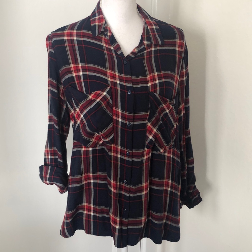 Zara Flannel Button Down Blouse
